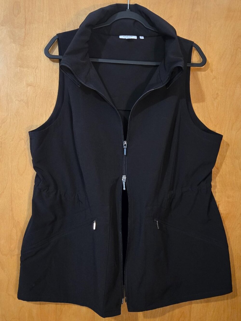 Chico's Women Black Two-way Zip Funnel Neck Active Vest Size 18 Athleisure - Picture 2 of 11